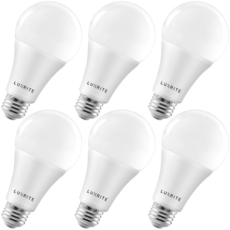 Luxrite A21 LED Light Bulbs 22W (150W Equivalent) 2550LM 5000K Bright White Dimmable E26 Base 6-Pack LR21453-6PK